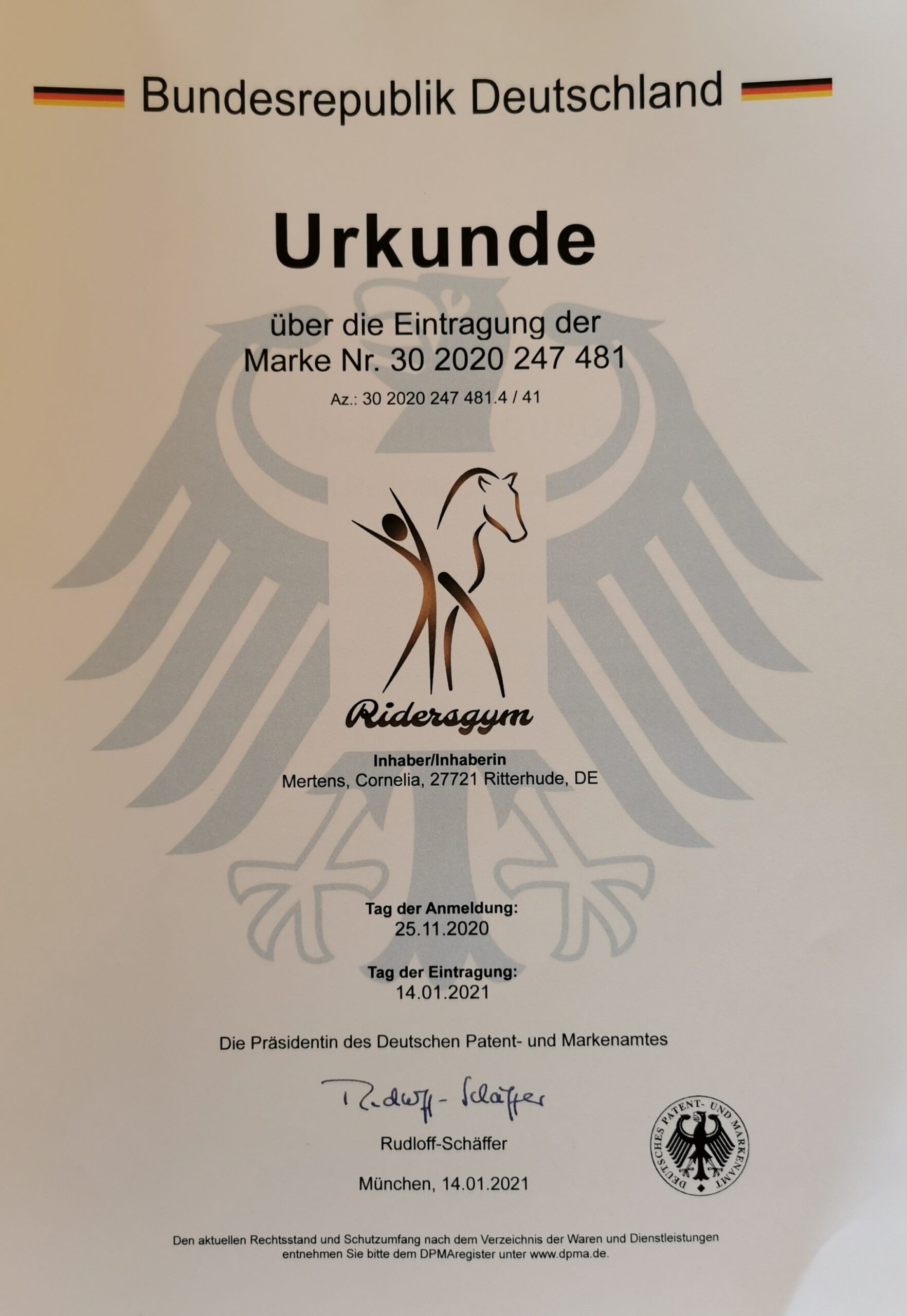 Eingetragene Marke Ridersgym